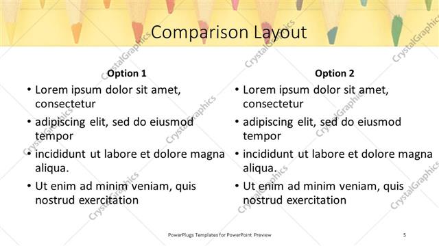 Comparison presentation slide layout