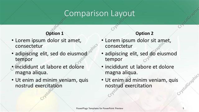 Comparison presentation slide layout