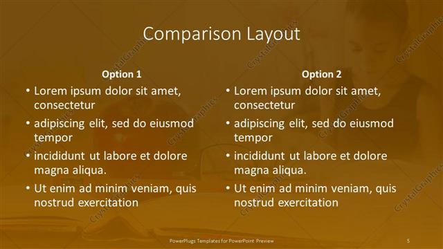 Comparison presentation slide layout
