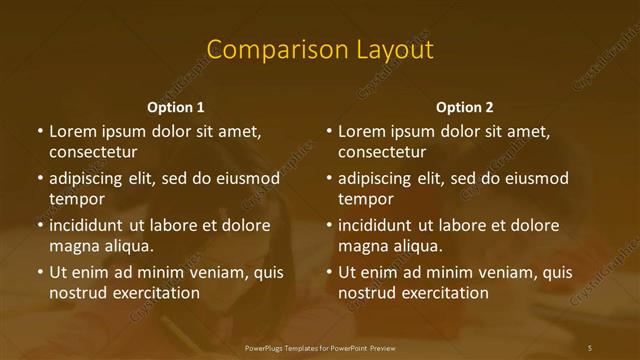 Comparison presentation slide layout