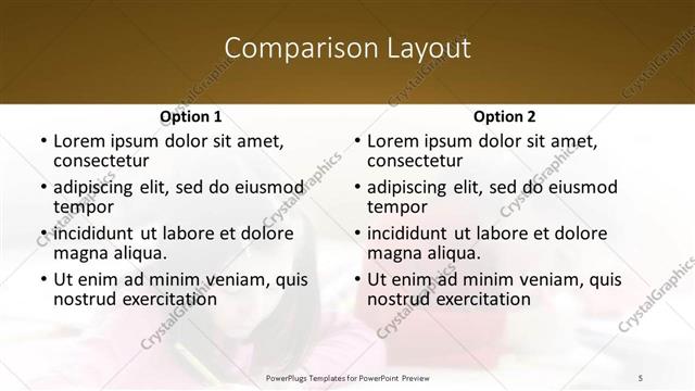 Comparison presentation slide layout