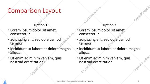 Comparison presentation slide layout