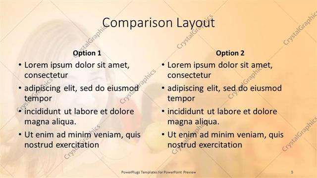 Comparison presentation slide layout