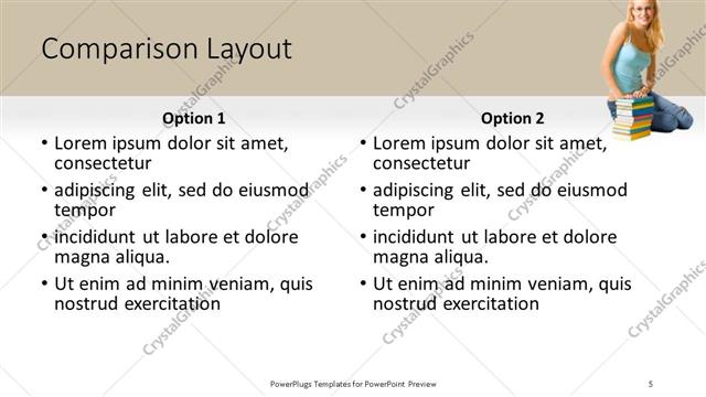 Comparison presentation slide layout