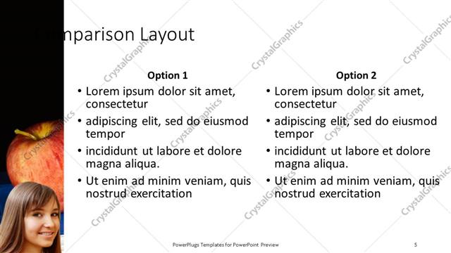 Comparison presentation slide layout