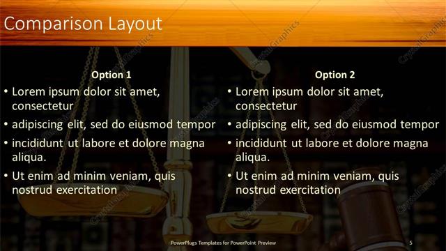 Comparison presentation slide layout