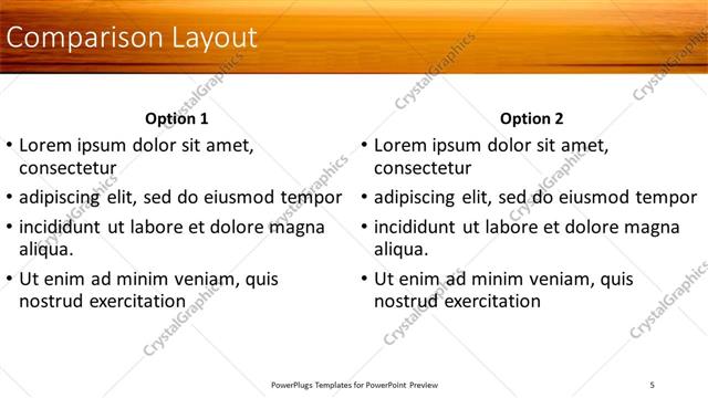 Comparison presentation slide layout