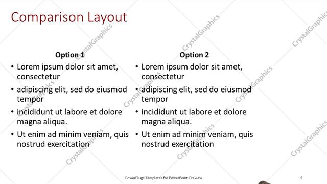 Comparison presentation slide layout
