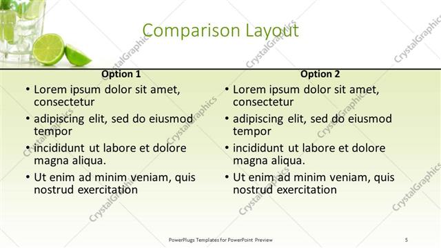 Comparison presentation slide layout