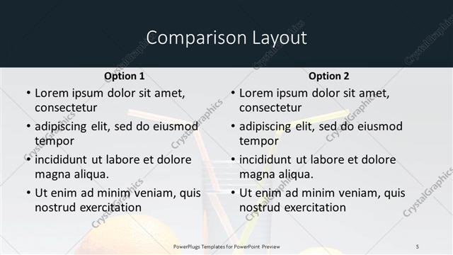 Comparison presentation slide layout