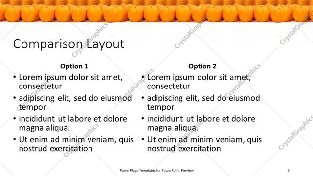 Comparison presentation slide layout
