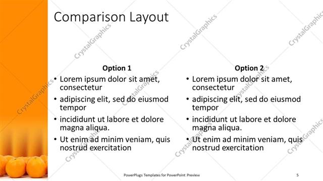 Comparison presentation slide layout
