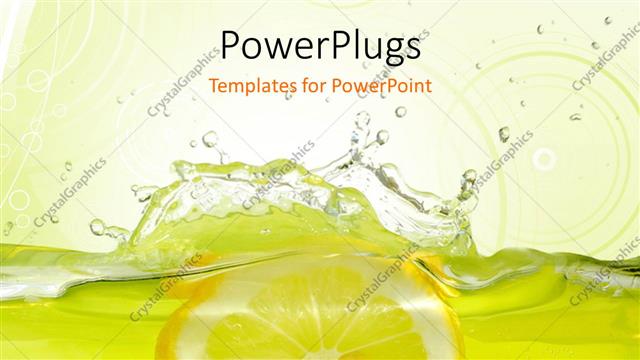  Presentation with lemon - Lemon slice falling into juice with yellow background