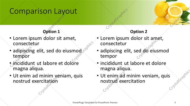 Comparison presentation slide layout