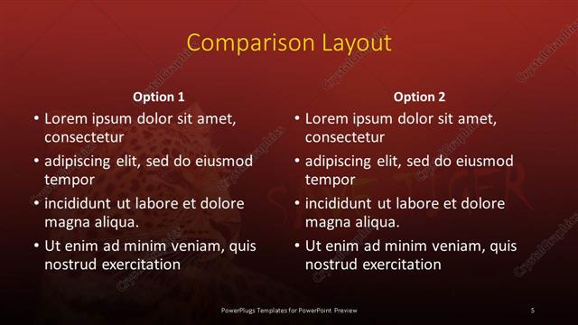 Comparison presentation slide layout