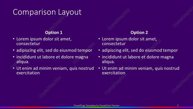 Comparison presentation slide layout