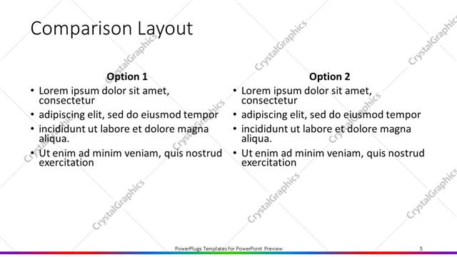 Comparison presentation slide layout