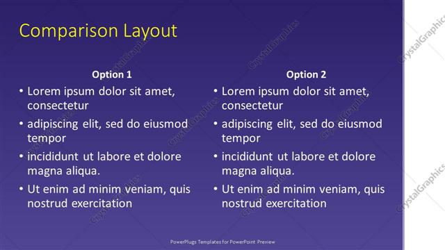 Comparison presentation slide layout