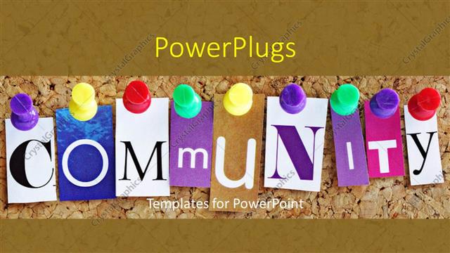  Presentation with community - Letters spelling Community in various typefaces pinned to bulletin board