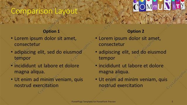Comparison presentation slide layout