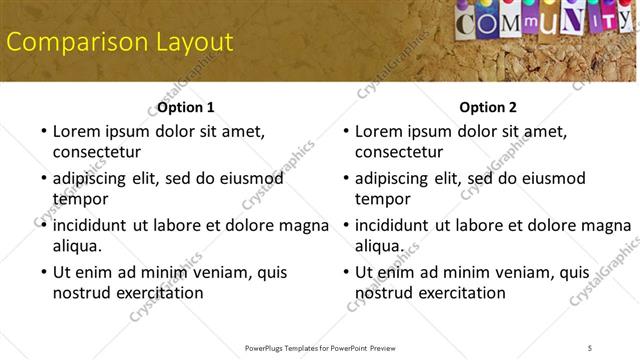 Comparison presentation slide layout