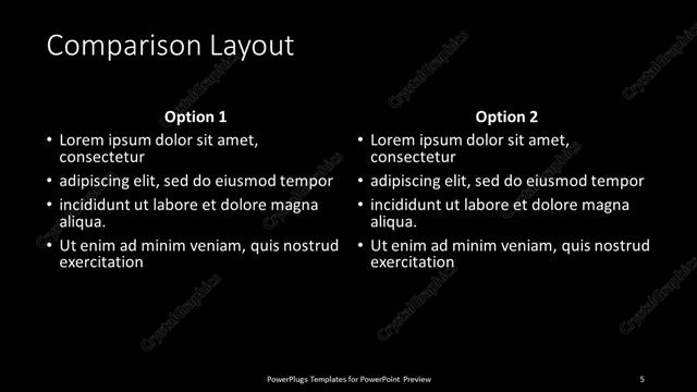 Comparison presentation slide layout