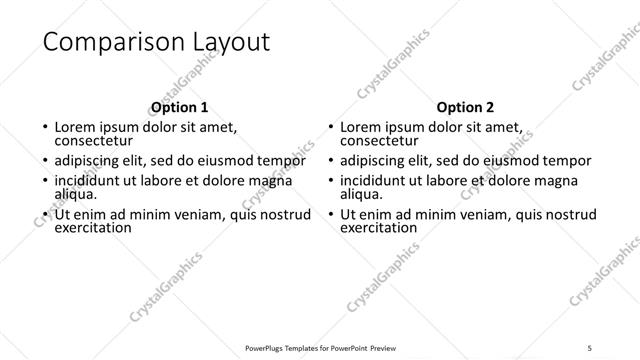 Comparison presentation slide layout
