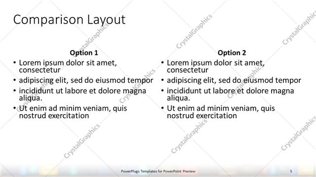 Comparison presentation slide layout