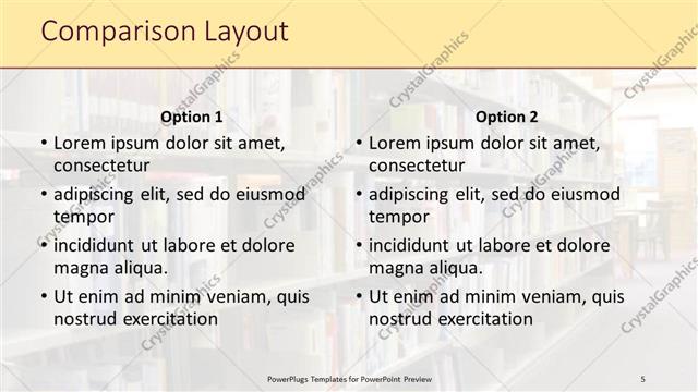 Comparison presentation slide layout