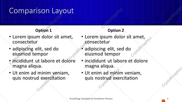 Comparison presentation slide layout