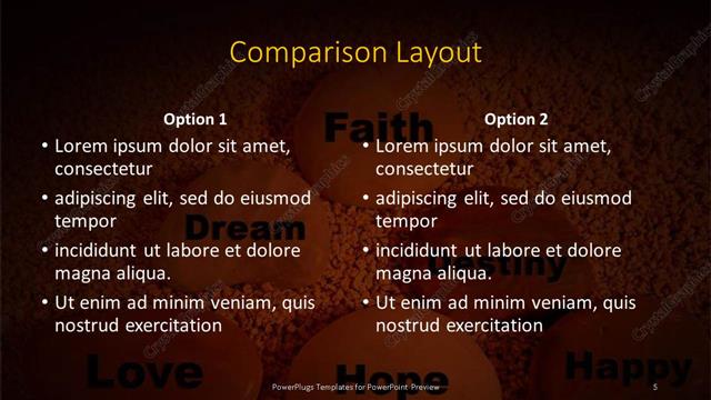 Comparison presentation slide layout