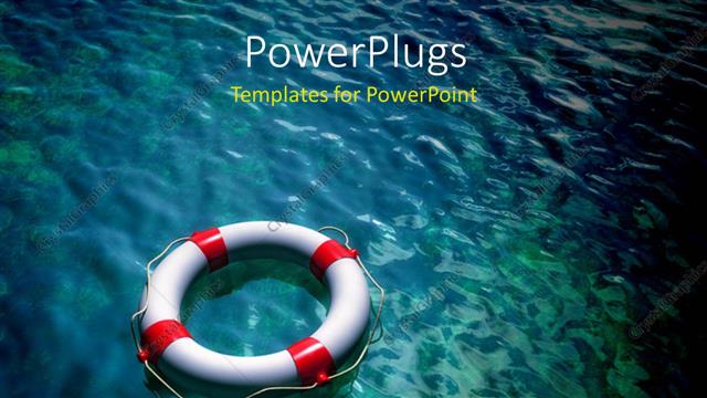  Presentation with lifesaver - A lifesaver in the sea with place for text in background