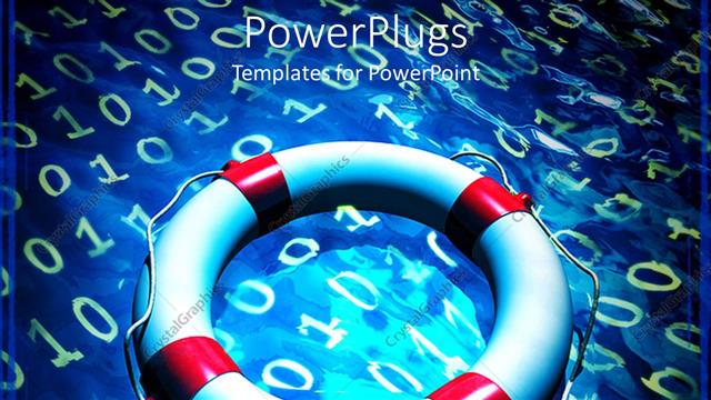  Presentation with lifesaver - Lifesaver tube placed on blue surface with binary codes