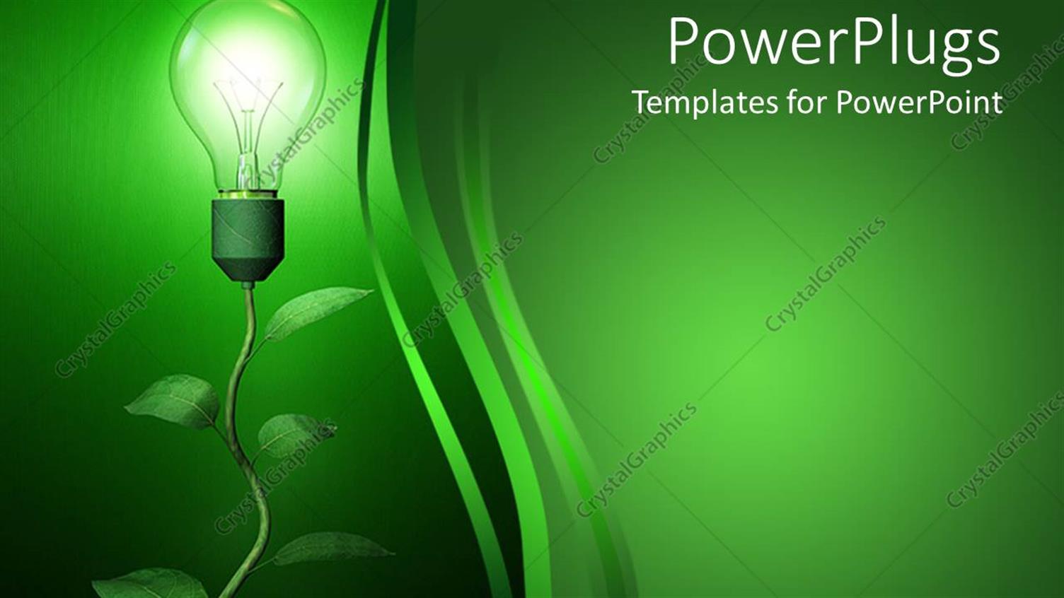 Featuring Light Blub Growing on Branch on Green Background, Renewable Energy