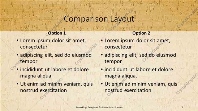 Comparison presentation slide layout