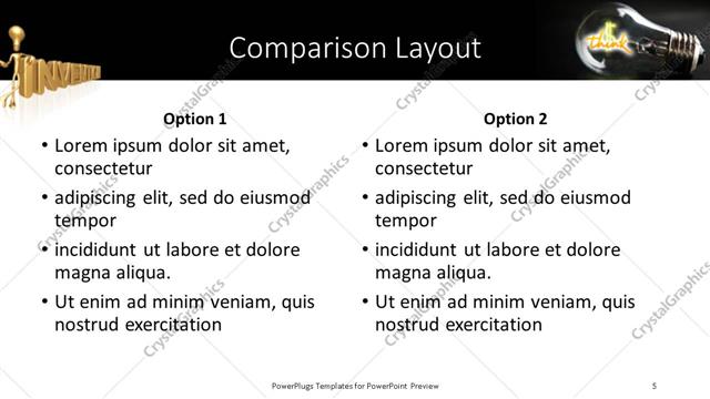 Comparison presentation slide layout
