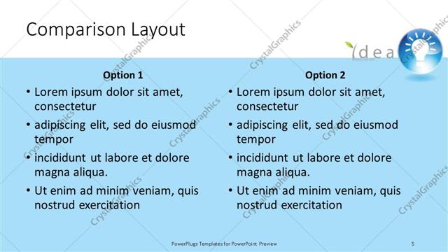 Comparison presentation slide layout
