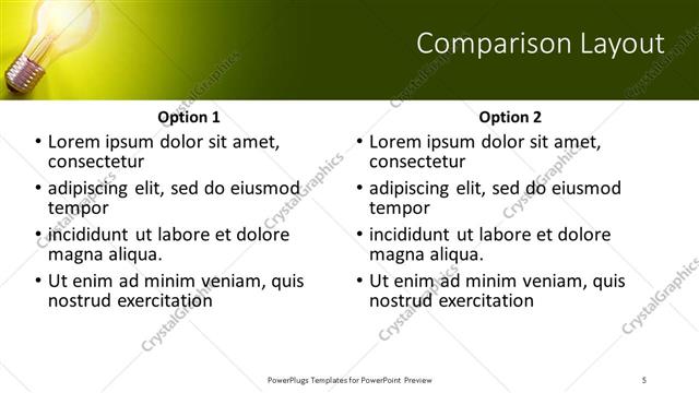 Comparison presentation slide layout