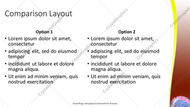 Comparison presentation slide layout
