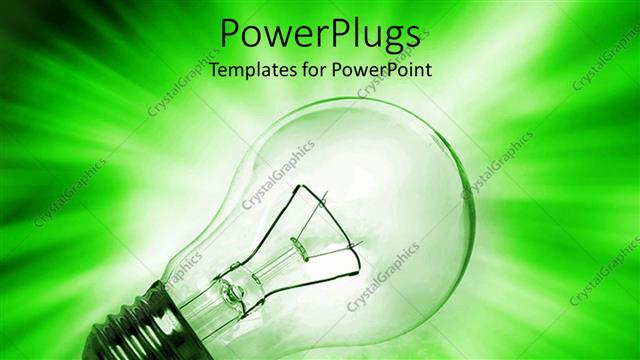  Presentation with light green - A light bulb on a lit green colored background