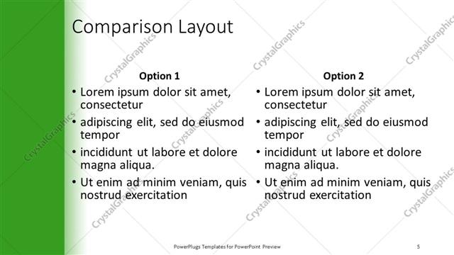 Comparison presentation slide layout