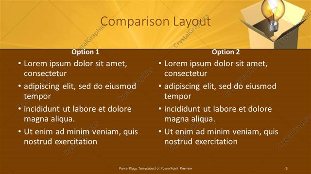 Comparison presentation slide layout