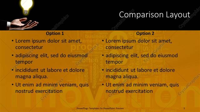 Comparison presentation slide layout
