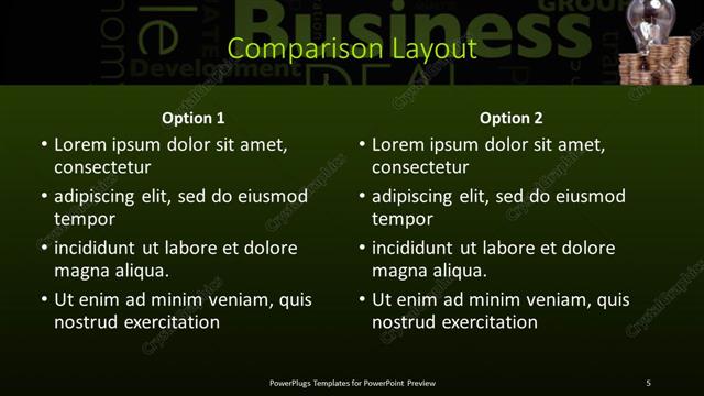 Comparison presentation slide layout