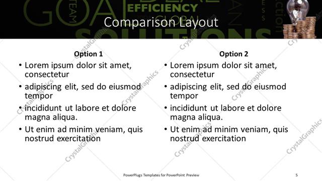Comparison presentation slide layout