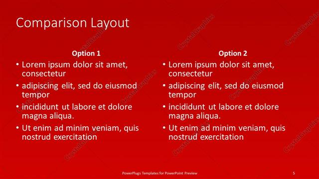 Comparison presentation slide layout