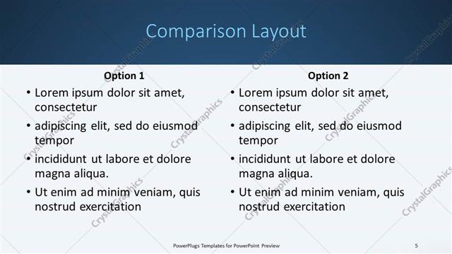 Comparison presentation slide layout