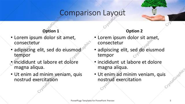Comparison presentation slide layout