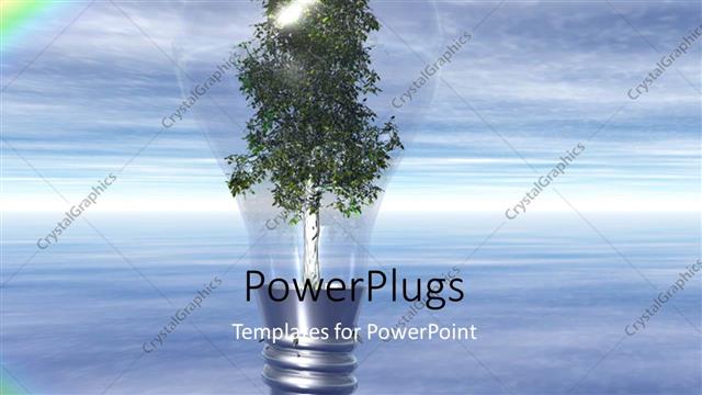  Presentation with light bulb - Light bulb with tree as filament over blue cloudy sky