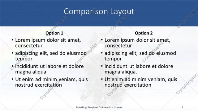 Comparison presentation slide layout